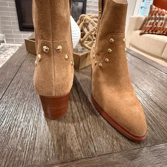 Coach Gold Studded Brown Suede Ankle Boots - Picture 7 of 7
